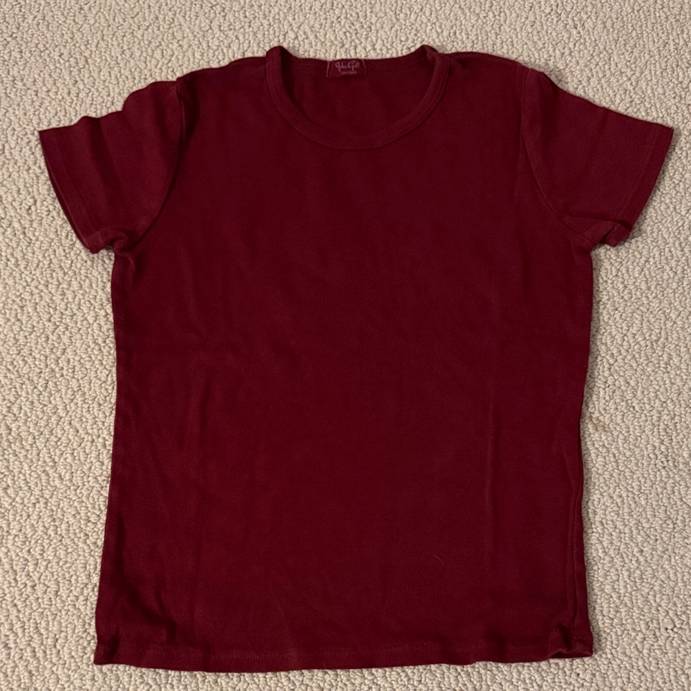 John Croft Womens Dark Red Short Sleeve T-Shirt